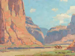 Edgar Alwin Payne, Riders through Canyon de Chelly, oil on canvas