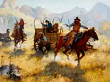 C. Michael Dudash, Take Cover Boys, The Law's Upon Us, oil on linen