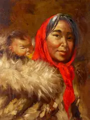 Ellen Henne Goodale, Inuit Mother and Child, oil on canvas