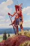 Jim Norton, Buffalo War Bonnet, oil on canvas