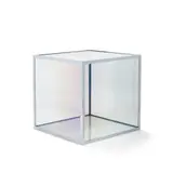 Larry Bell, Cube, circa 1985, glass coated with inconel and silicon monoxide with chrome plated brass edging
