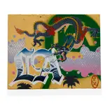 Gajin Fujita, L.A. Dragon Tiny, 2008, spray paint, paint markers and gold leaf on wood panel