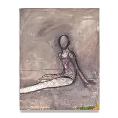 Nathan Oliveira, #299 Seated Figure Grey Background, 1977, oil on canvas