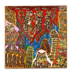Maija Peeples-Bright, Leopards and Lupin, circa 1980s, oil on canvas
