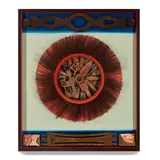 Gordon Wagner, Sunburst, 1968, assemblage of wood, ceramic, metal, brush hairs and latex paint on canvas on panel