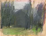 Wolf Kahn, Barn at Dusk, Oak Bluffs, 1979, pastel on paper