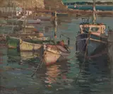 Antonio Cirino, Boats Rendezvous (Boats Haven), 1975, oil on canvas