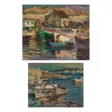 Antonio Cirino, Fishing Shacks and New England Cove: A Pair of Works, oil on Masonite; oil on canvasboard