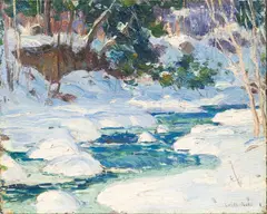 Harry Leith-Ross, Snow on the West Bank, oil on board