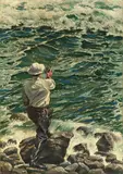 Henry Sumner, Casting into the Montauk, oil on canvas