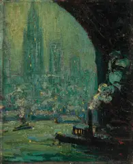 Alice Hirsh, Under the 59th Street Bridge, 1930, oil on board