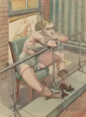 Leo Nowak, Summer Day, 1940, watercolor, charcoal, conté crayon and pencil on paperboard