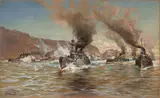 Edward Kirby, Spanish-American War Naval Battle, 1898, oil on canvas