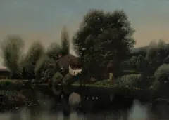 Edge of the Pond by Henry Pember Smith, oil on canvas, sold Aug 2022