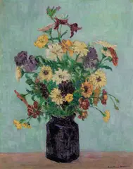 John Wells James, Still Life of Flowers, oil on canvas laid down on board