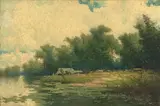 Milne Ramsey, Landscape with Lake, oil on panel