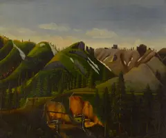 California School, California mining scene, oil on canvas