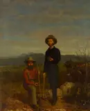 California School, Discovery of the Ophir, Comstock (Portrait of two California Miners), oil on canvas