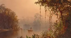 Norton Bush, Tropical river with hanging vines, oil on canvas