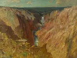Walter A. Clark, Yellowstone Falls, oil on canvas