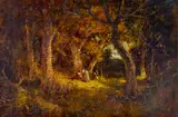 William Keith, Forest Interior, oil on canvas