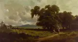 Two figures on a road by Ransome Gillett Holdridge, oil on canvas, offered Aug 2022