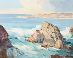 Yankee Point, Monterey by Orrin A. White, oil on canvasboard, sold Aug 2022