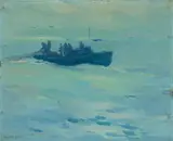 Armin Carl Hansen, Hauling in the Net and Boats along a pier (Double-sided)