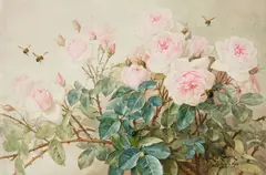 Paul de Longpré, Roses, watercolor on paper