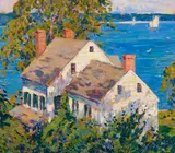 Eliot Candee Clark, Houses by the Bay, Cold Spring Harbor, Long Island or Blue Waters