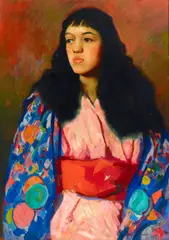 Alfred R. Mitchell, Portrait of a black haired woman, oil on canvas