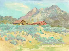 Charles A. Fries, Desert Mountain Home, oil on canvas