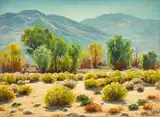 Desert and Mountain Landscapes (a group of three) by Paul Grimm, oil on board and oil on paper, sold Aug 2022