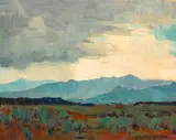 Desert Storm by Edgar Alwin Payne, oil on canvas, sold Aug 2022