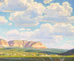 Charles Muench, Mt. Carmel or Clouds Over Mt. Carmel, Utah, oil on canvas