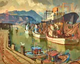 Louis Macouillard, Fisherman's Wharf, Summer Fog and California Street (a group of three)