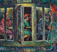 Ben Messick, Telephones, circa 1940, oil on canvas