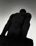 Strong Man with Famous Monument by Michael Kenna, 1987, gelatin silver print, sold Jun 2022