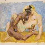 Duncan Grant, Two Male Lovers, oil, gouache and ink on canvas
