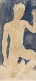 Glyn Warren Philpot R.A., Naked Model (Henry Thomas), pencil and watercolour
