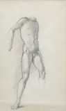 Study of a male torso, possibly related to the Perseus series by Sir Edward Coley Burne-Jones, Bt., Ara, Rws, pencil on paper, sold Jun 2022