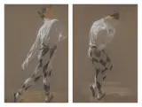 Feodor Zakharov, Male dancer in a contemplation pose; Male dancer dancing (a pair), both: pastel on brown paper