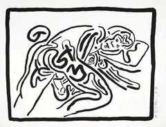 Untitled, from Bad Boys by Keith Haring, 1986, Screenprint on Rives BFK paper, sold Jun 2022