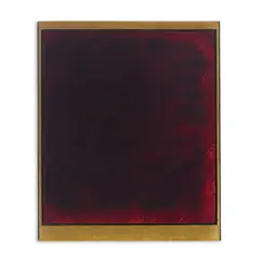 Eric Orr, Without Red, 1983, oil, blood and hair on canvas on board and lead on panel with gold leaf