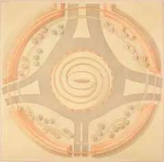 Robert Irwin, South Roundabout, Proposed 1992 (project pending), Las Vegas, 1992, colored pencil on paper