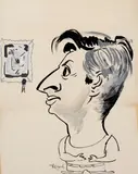 Wayne Thiebaud, Untitled (portrait), 1948, ink and gouache on paper