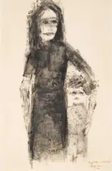 Betye Saar, Big Sisters Are Like That, 1964, ink on paper mounted to board