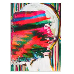 Michael John Kelly, Mask 3, 2011, 2013, oil, acrylic, a staple, and paper collage on panel