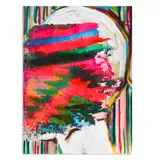 Michael John Kelly, Mask 3, 2011, 2013, oil, acrylic, a staple, and paper collage on panel