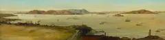 View of San Francisco Bay by California School, circa 1880, oil on canvas laid to board, sold Apr 2022